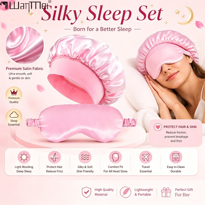 Hair Care Hair Mask - ﻿ Set Masker Tidur Satin Bonnet,