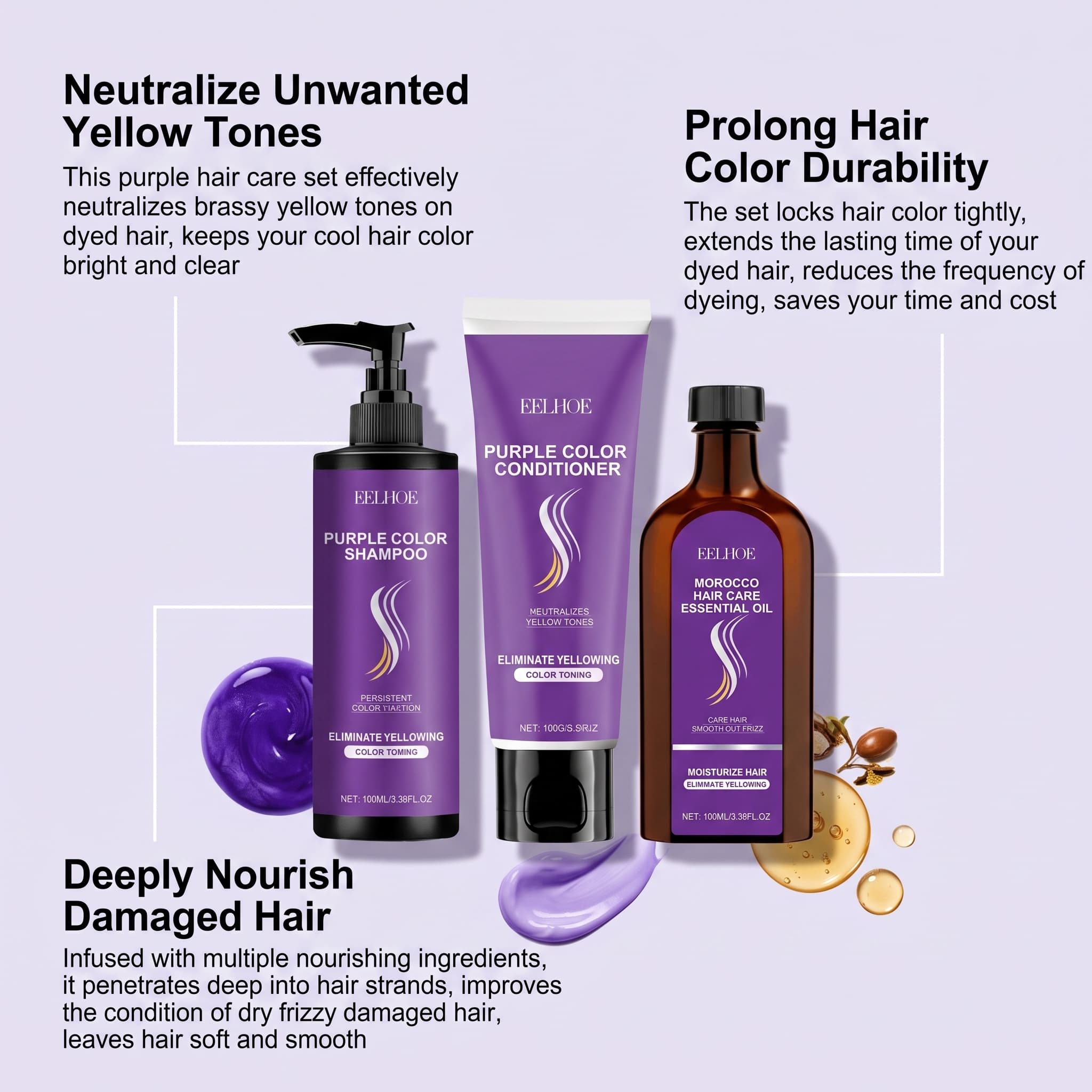 Set Sampo Ungu Dengan Kondisio - Hair Care Color ulasan dan harga